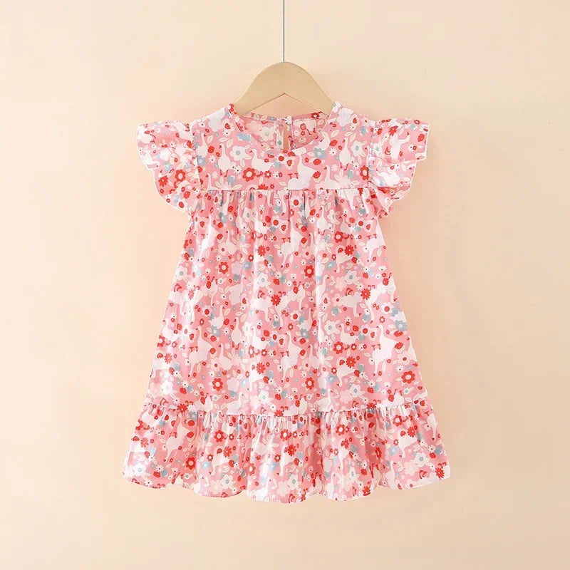 100% Cotton Summer Dress for Girls – Heart Print Sleeveless Princess Outfit