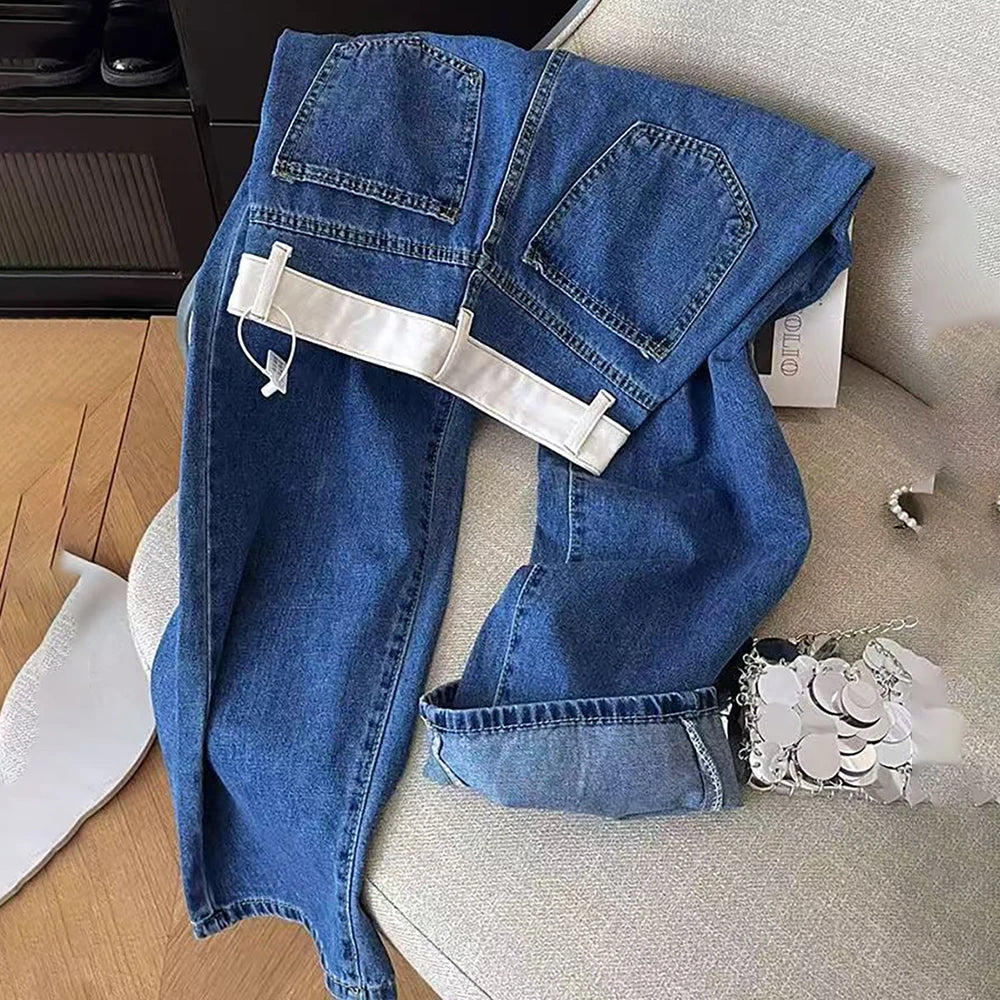 Oversized Women Blue Denim Pants