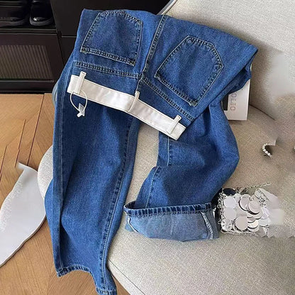 Oversized Women Blue Denim Pants
