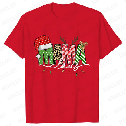 Mama Claus T-shirts Christmas Mama Tshirts Mother T-shirts