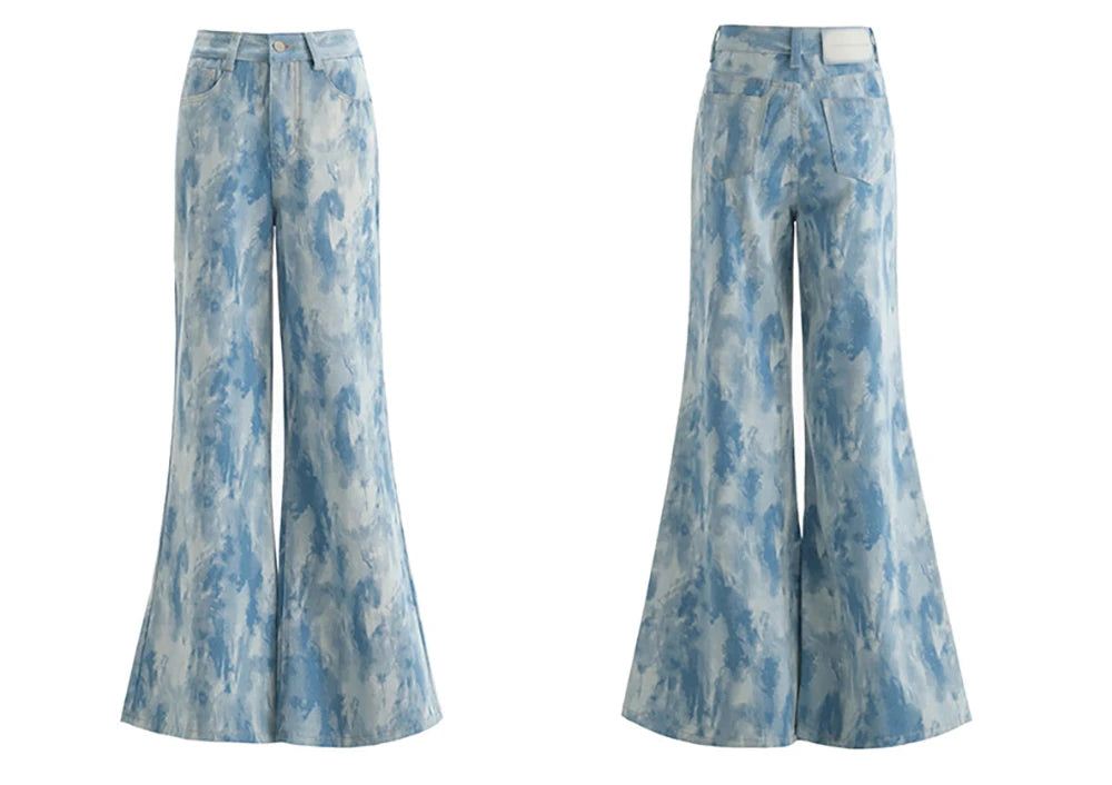 Light Blue Tie-Dye Print Jeans