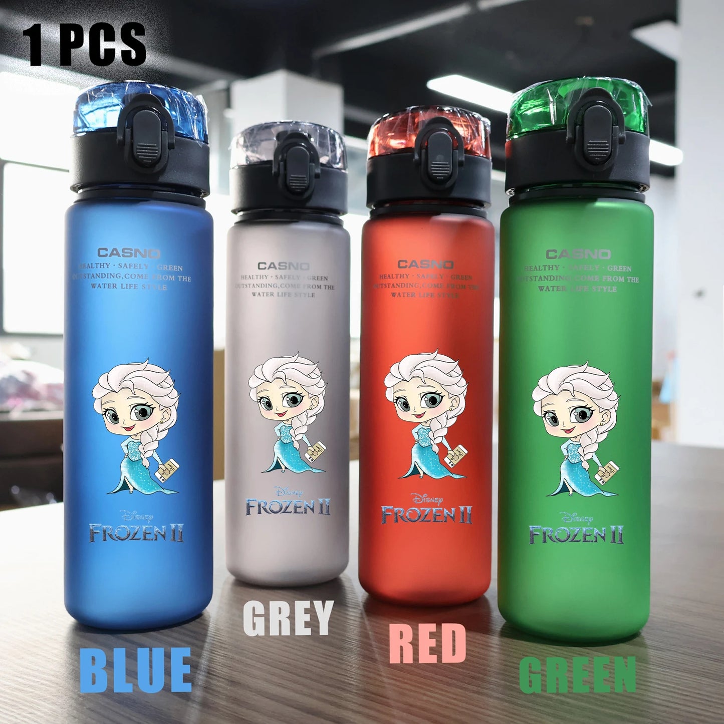 560 ml Disney Frozen Outdoor Large Capacity Sports Water Cup Animation Cartoon Portable Plastic Bottle Elsa Anna Fitness Cycling