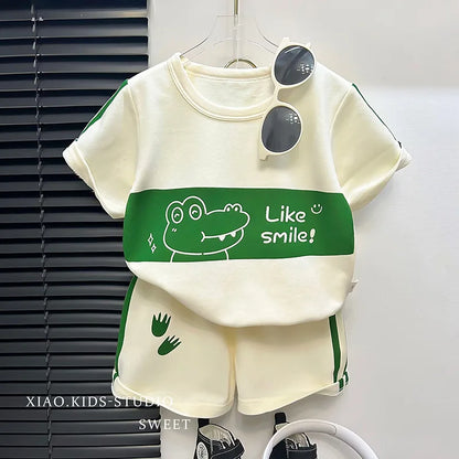 Children’s 2-Piece Summer T-Shirt & Shorts Set – Soft Cotton Casual Outfit for Boys & Girls