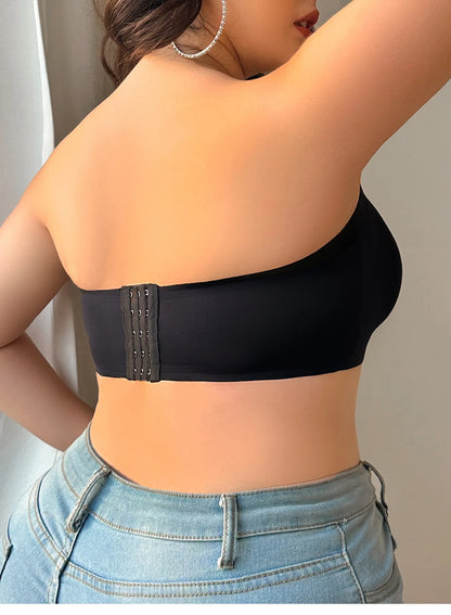 Plus Size Wireless Strapless Bra - No-Slip Bandeau with Support