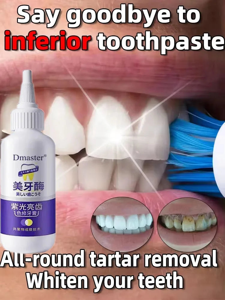V34 Purple Whitening Toothpaste – Color Correcting Enzyme Mousse for Stains & Yellow Teeth (50g)