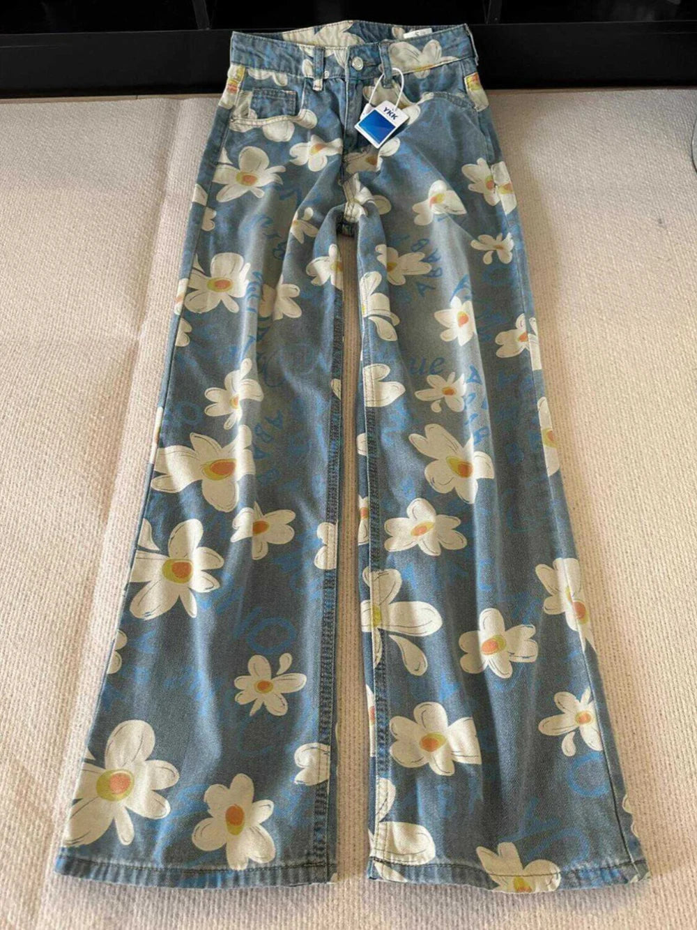 Floral Print Wide Leg Jeans