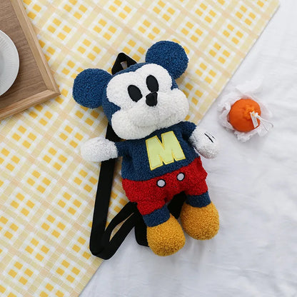 25cm Fashion Cartoon Backpack Mickey Mouse Plush Toy Bag Super Soft Toy Bag Student Bag Holiday Gift