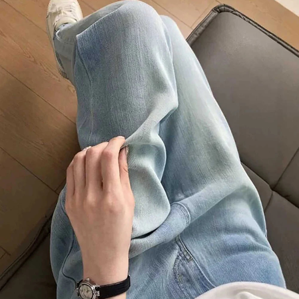 Oversized Thin Ice Silk Jeans