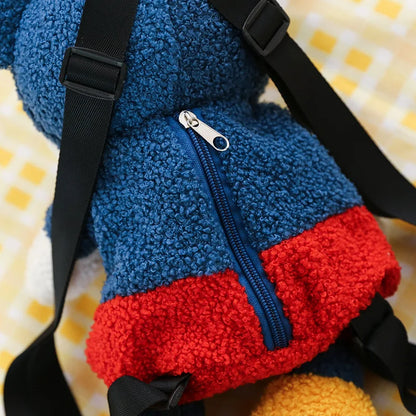 25cm Fashion Cartoon Backpack Mickey Mouse Plush Toy Bag Super Soft Toy Bag Student Bag Holiday Gift