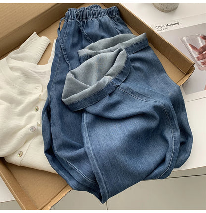 Thin Ice Silk Denim Pants for Women