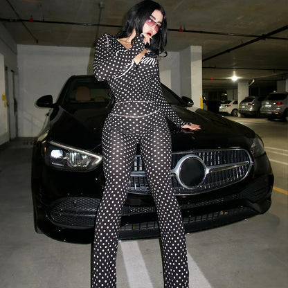 Polka Dot Letter Print 2 Piece Set