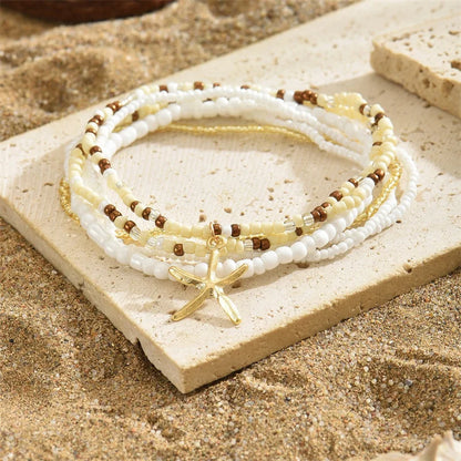 Bohemia Multilayer Rice Bead Anklet Set