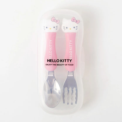 Anime Figure Hello Kitty Children Stainless Steel Cutlery Set Kuromi Cartoon Action Model Spoon Fork My Melody Baby Tableware