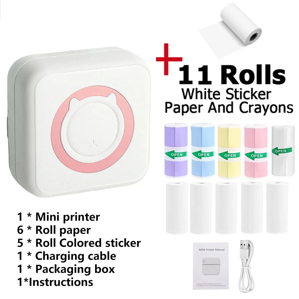Mini Bluetooth Sticker Printer – Portable Inkless Pocket Printer for Photos, Journals & Notes
