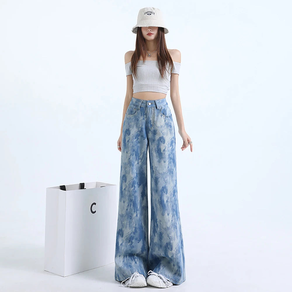 Light Blue Tie-Dye Print Jeans