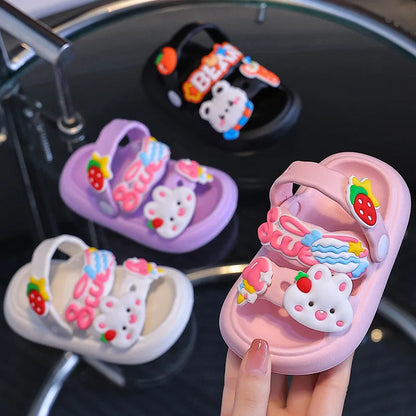 Kids Cartoon EVA Sandals – Summer Soft Slip-On Beach Slippers for Boys and Girls