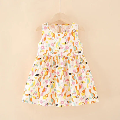 Cotton Cartoon Summer Dress for Girls – Sleeveless Princess Party Outfit
