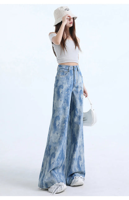 Light Blue Tie-Dye Print Jeans