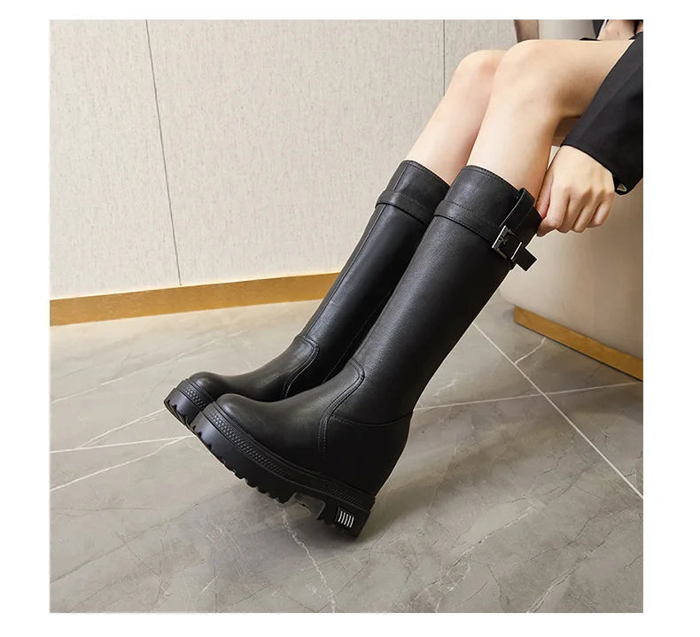 Fujin 10cm Knee High Boots for Women Motorcycle Boots