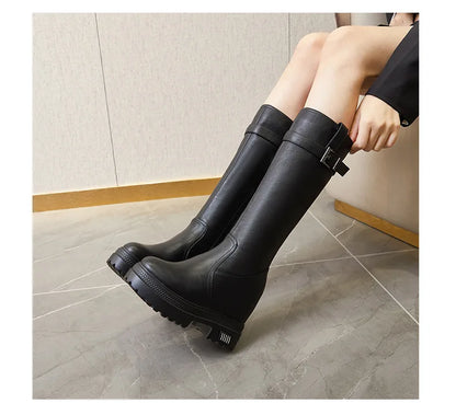 Fujin 10cm Knee High Boots for Women Motorcycle Boots