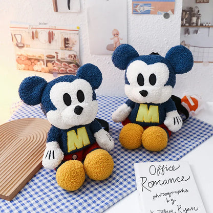 25cm Fashion Cartoon Backpack Mickey Mouse Plush Toy Bag Super Soft Toy Bag Student Bag Holiday Gift