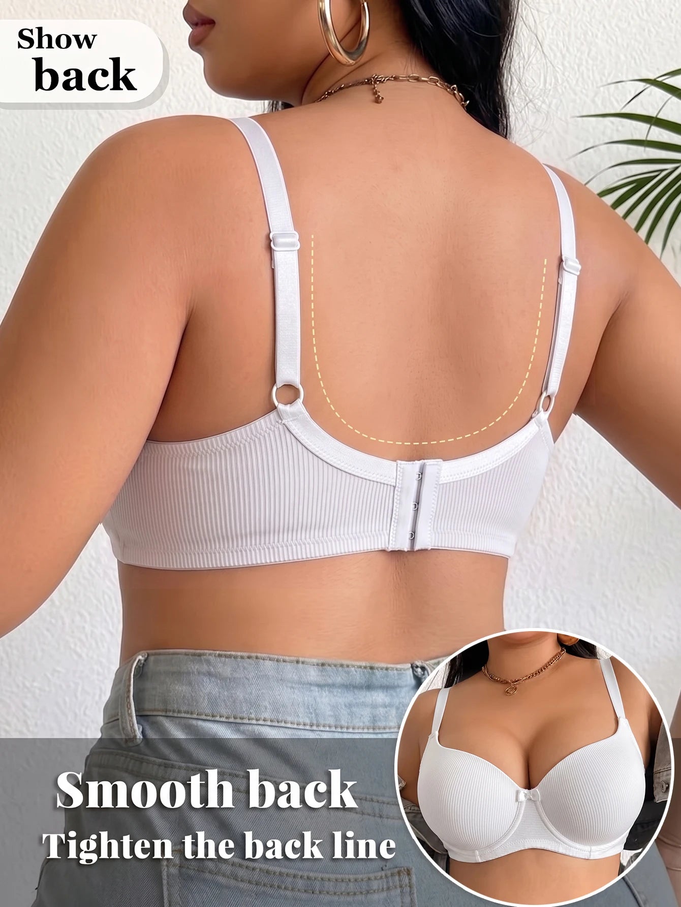Plus Size Ribbed Women Bra Thin Cup