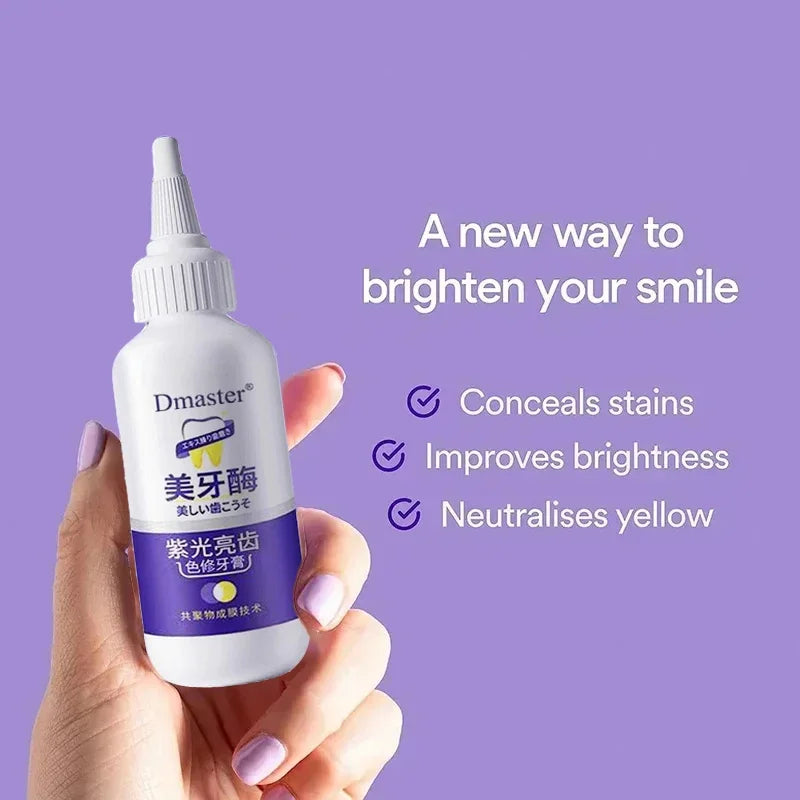 V34 Purple Whitening Toothpaste – Color Correcting Enzyme Mousse for Stains & Yellow Teeth (50g)