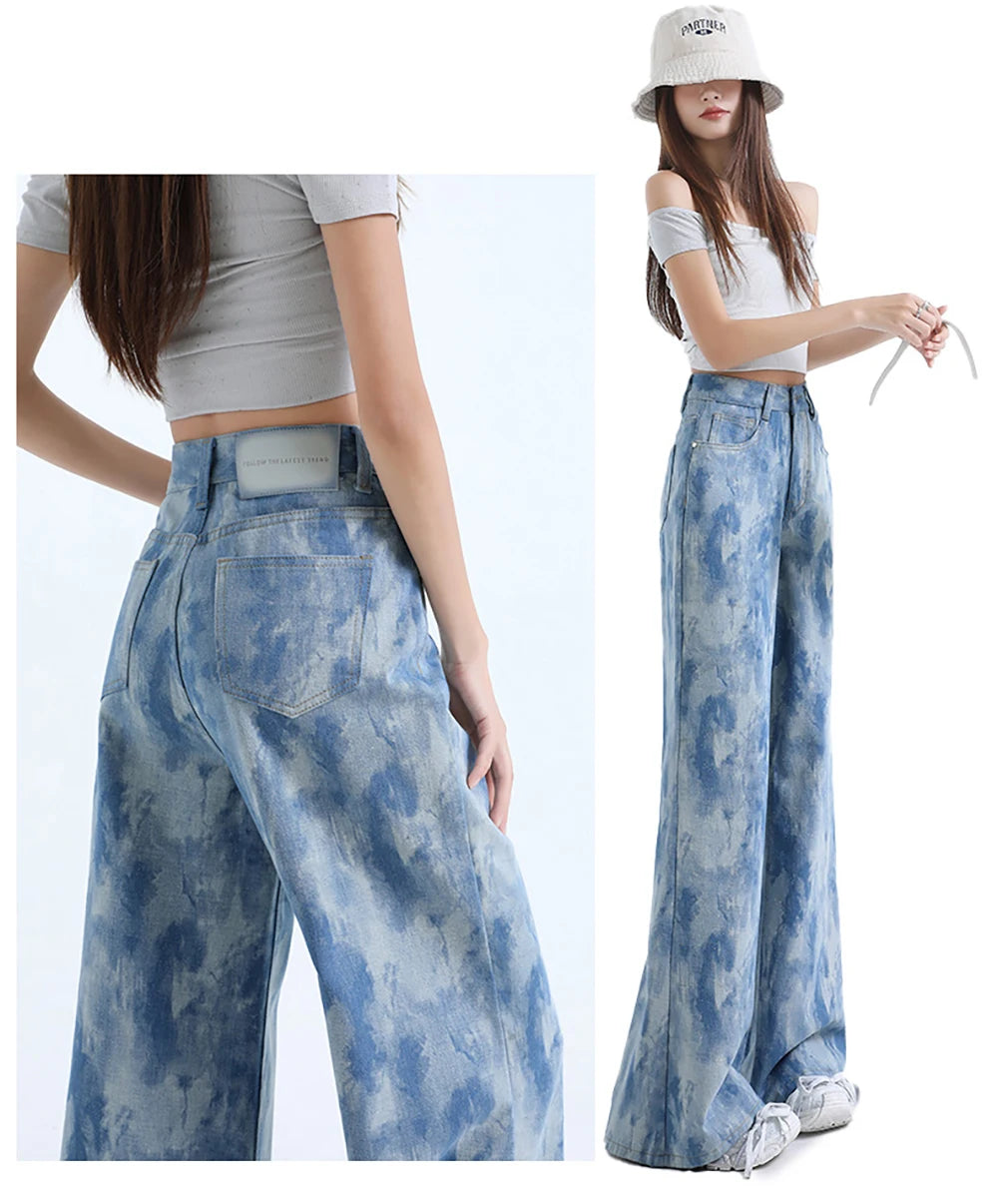 Light Blue Tie-Dye Print Jeans