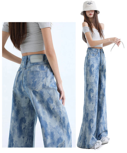Light Blue Tie-Dye Print Jeans