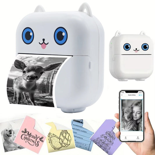 Mini Printer, Portable Thermal Printer Inkless Sticker Maker Machine, Pocket Bluetooth Printer for Pictures, Photos,Journals