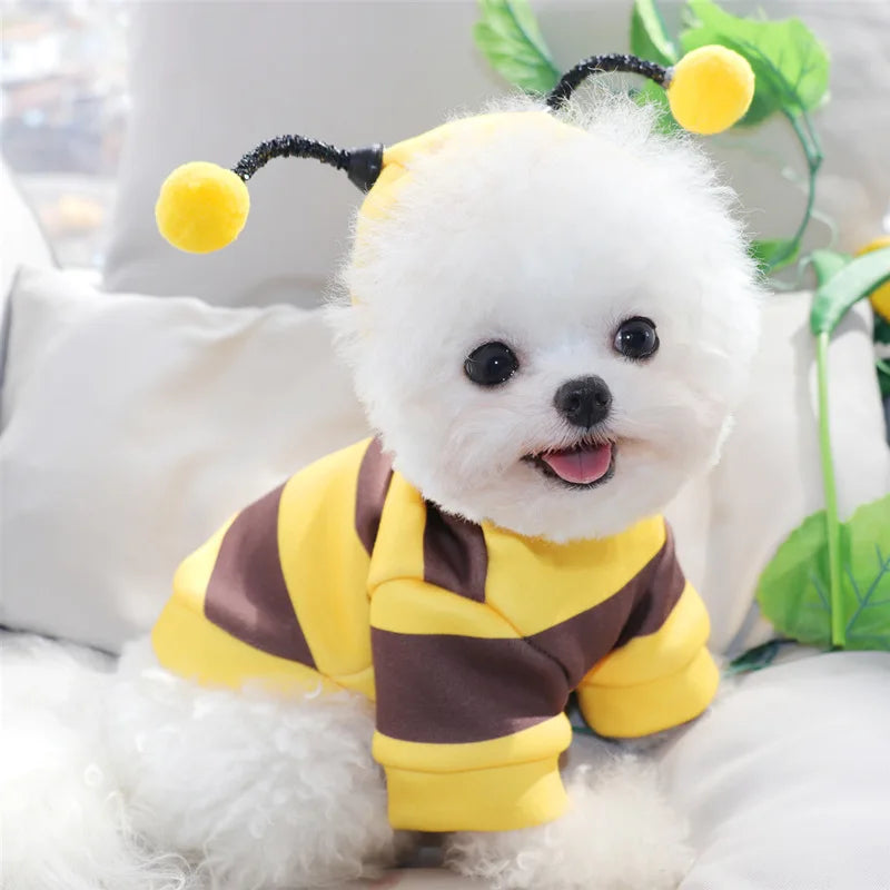 Bee Pet Puppy Coat – Fleece Hoodie Outfit for Small Dogs