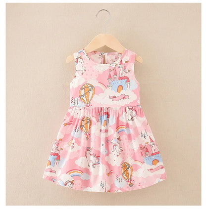 Cotton Cartoon Summer Dress for Girls – Sleeveless Princess Party Outfit