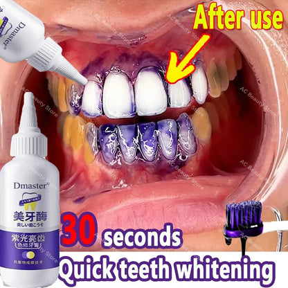 V34 Purple Whitening Toothpaste – Color Correcting Enzyme Mousse for Stains & Yellow Teeth (50g)