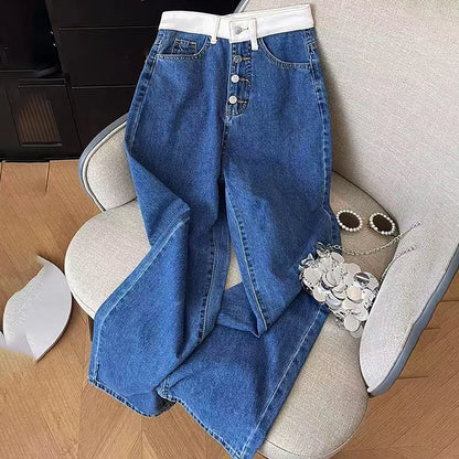 Oversized Women Blue Denim Pants