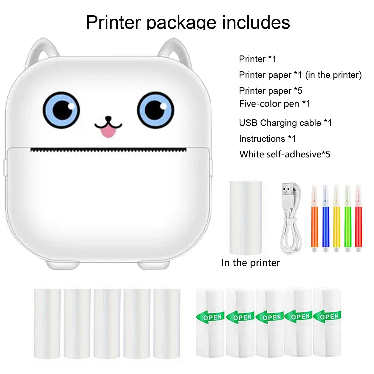 Mini Printer, Portable Thermal Printer Inkless Sticker Maker Machine, Pocket Bluetooth Printer for Pictures, Photos,Journals