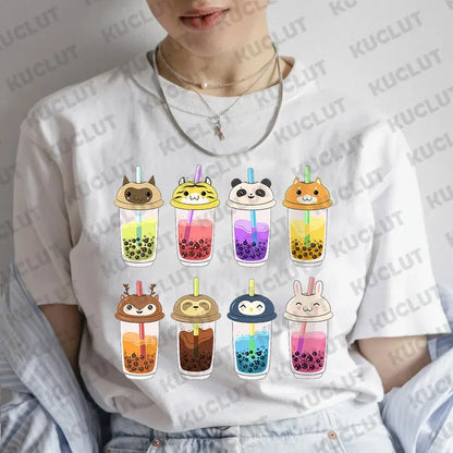 Women Clothing Boba Drink T-Shirt Bubble Tea Kawaii Drinks