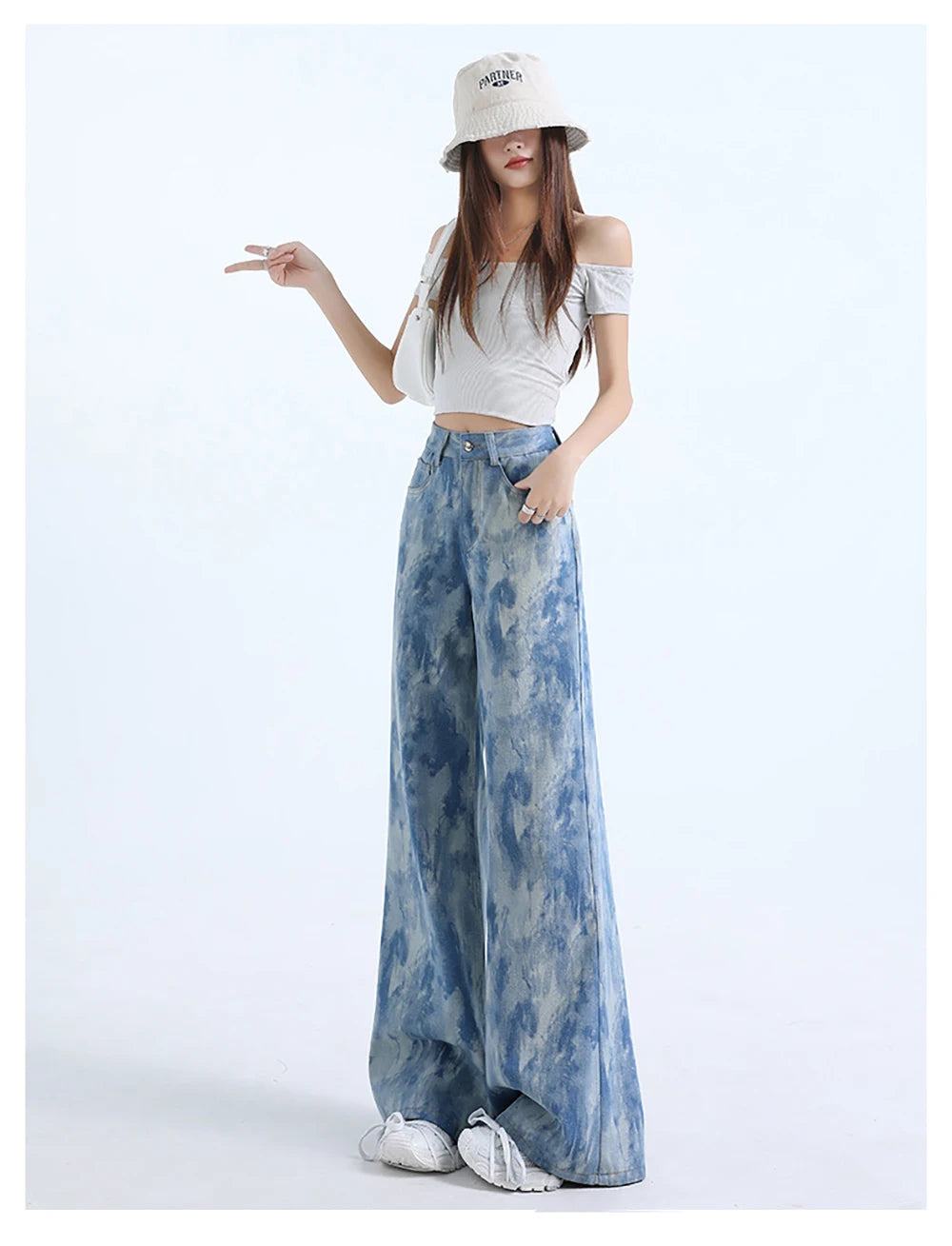 Light Blue Tie-Dye Print Jeans