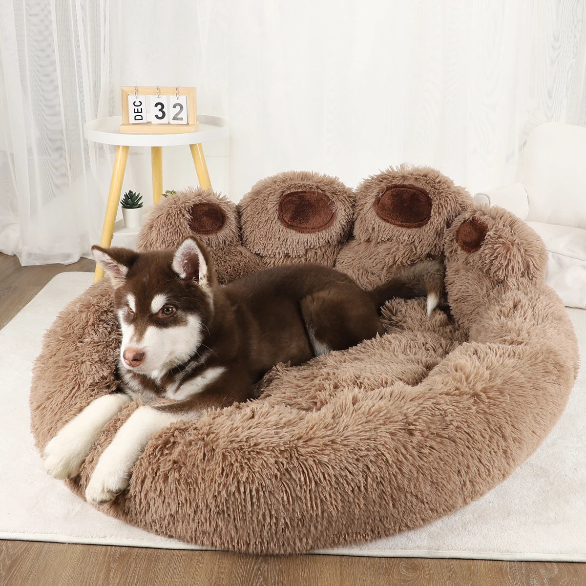 Fluffy Dog Bed – Plush Round Pet Cushion for Small to Large Dogs & Cats