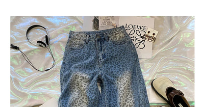 Leopard Print Wide Leg Jeans