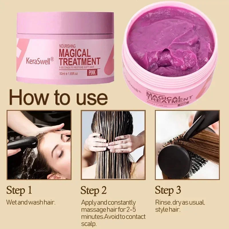 5 Seconds Magical Keratin Hair Mask Repair Damaged Hair Frizzy Soft Smooth Shiny Deep Moisturizing Nourish Hair Root Beauty Care