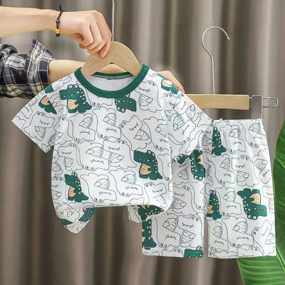 2-Piece 100% Cotton Summer Toddler Outfit – Short Sleeve T-Shirt and Shorts for Boys & Girls