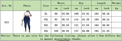 Plus Size Jeans XL–5XL – Women’s High Waist Skinny Denim Pants