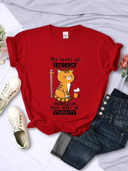 My Level of Sarcasm Depends on Your Level of Stupidity Graphic T Shirts