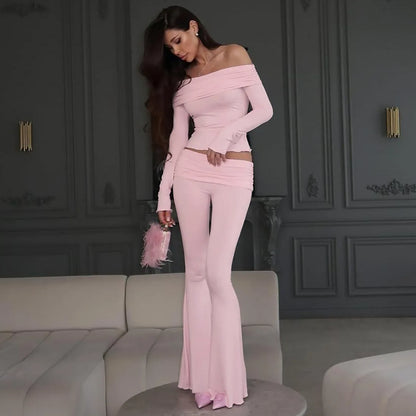 Fold Over Flare Pants 2 Piece Set