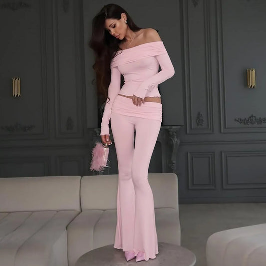 Fold Over Flare Pants 2 Piece Set