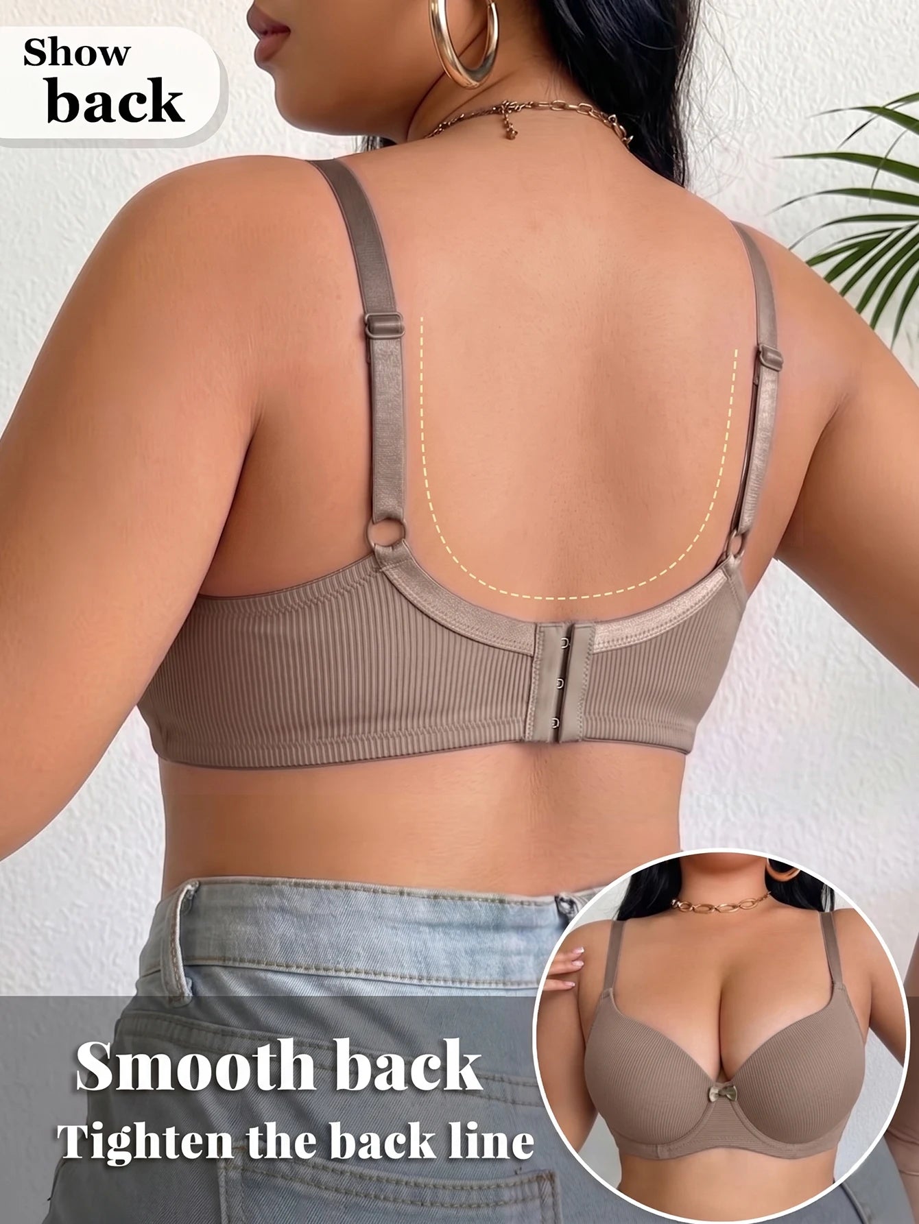 Plus Size Ribbed Women Bra Thin Cup