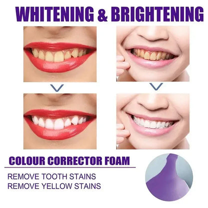 V34 Purple Whitening Toothpaste – Color Correcting Enzyme Mousse for Stains & Yellow Teeth (50g)