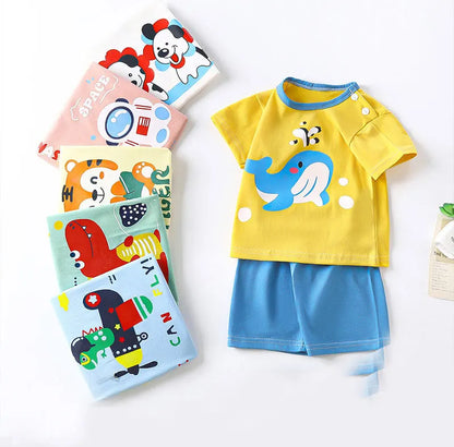 2-Piece 100% Cotton Summer Toddler Outfit – Short Sleeve T-Shirt and Shorts for Boys & Girls