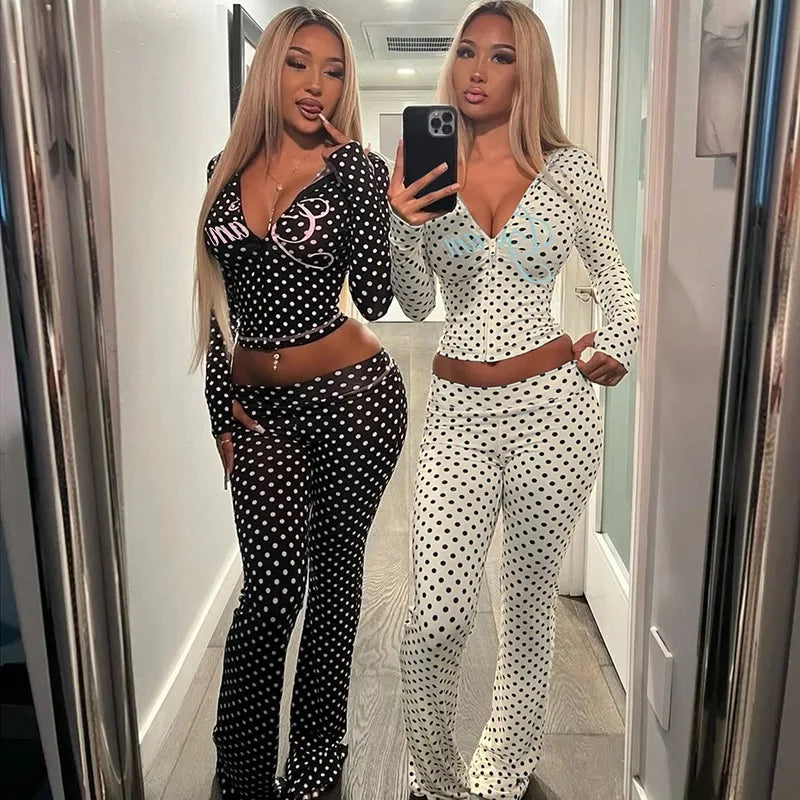 Polka Dot Letter Print 2 Piece Set
