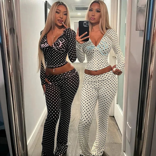 Polka Dot Letter Print 2 Piece Set